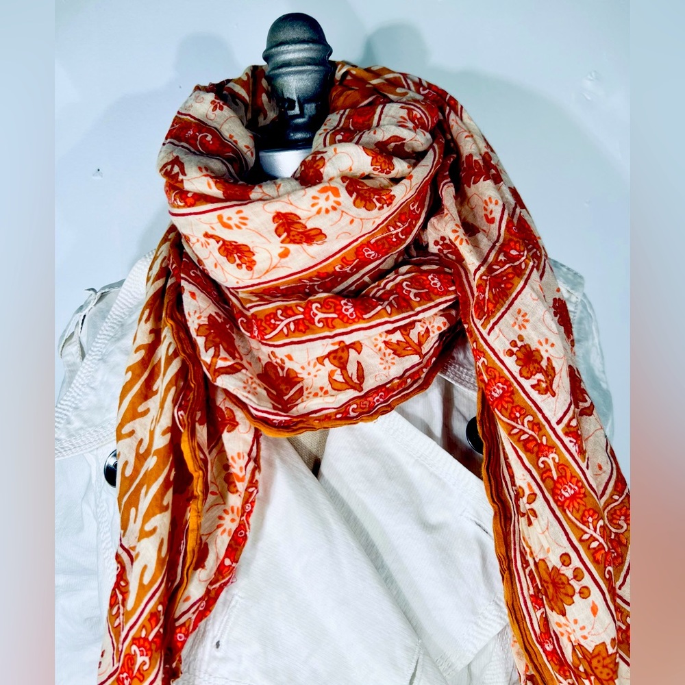 Golden Ratio Block Print Euro Cotton Voile Scarf O/S - Picture 2 of 2